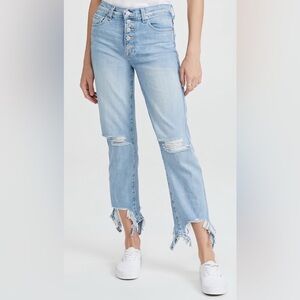 7 Seven For All Mankind High Waist Cropped Straight Jeans Distressed Sz 32 (12)